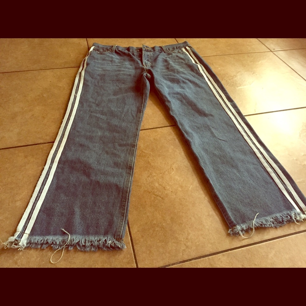 Denim track pants